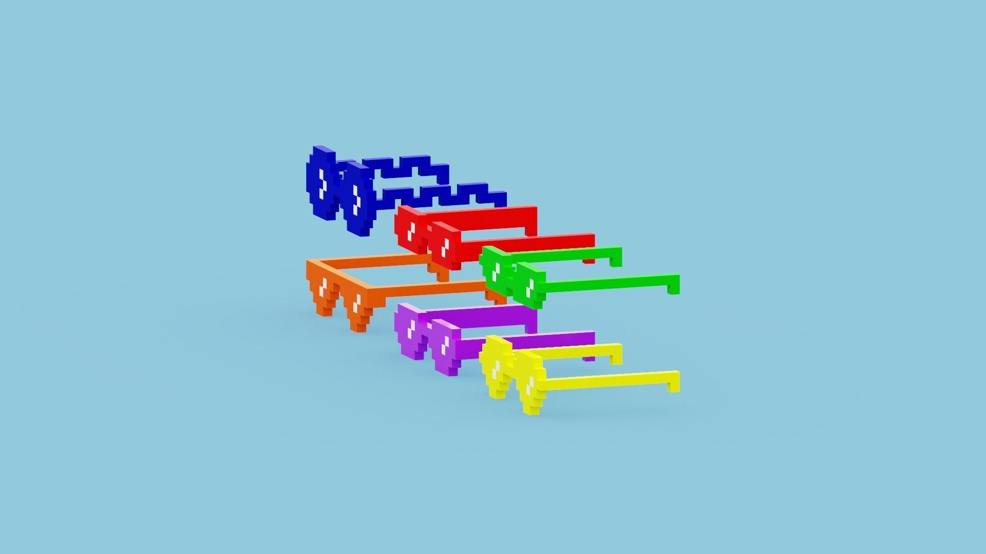 Voxel Sunglasses Collection Low-poly 3D model_15