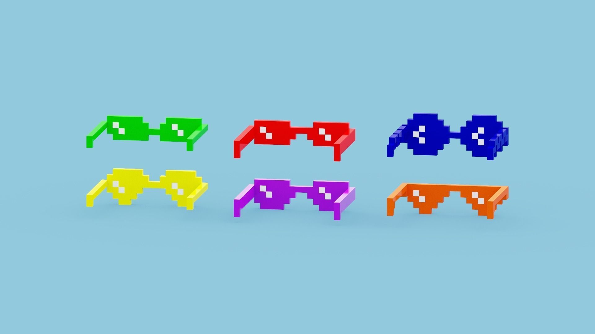 Voxel Sunglasses Collection Low-poly 3D model_19