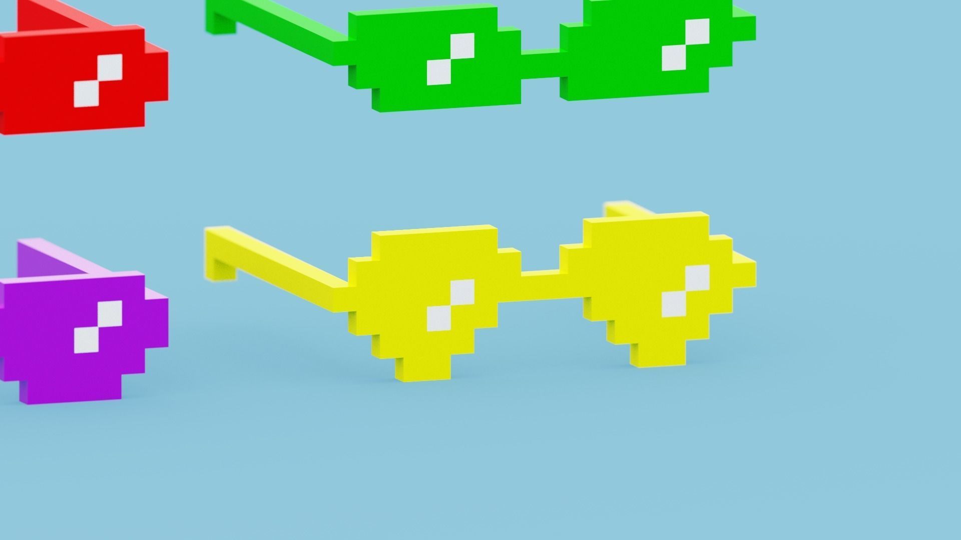 Voxel Sunglasses Collection Low-poly 3D model_6