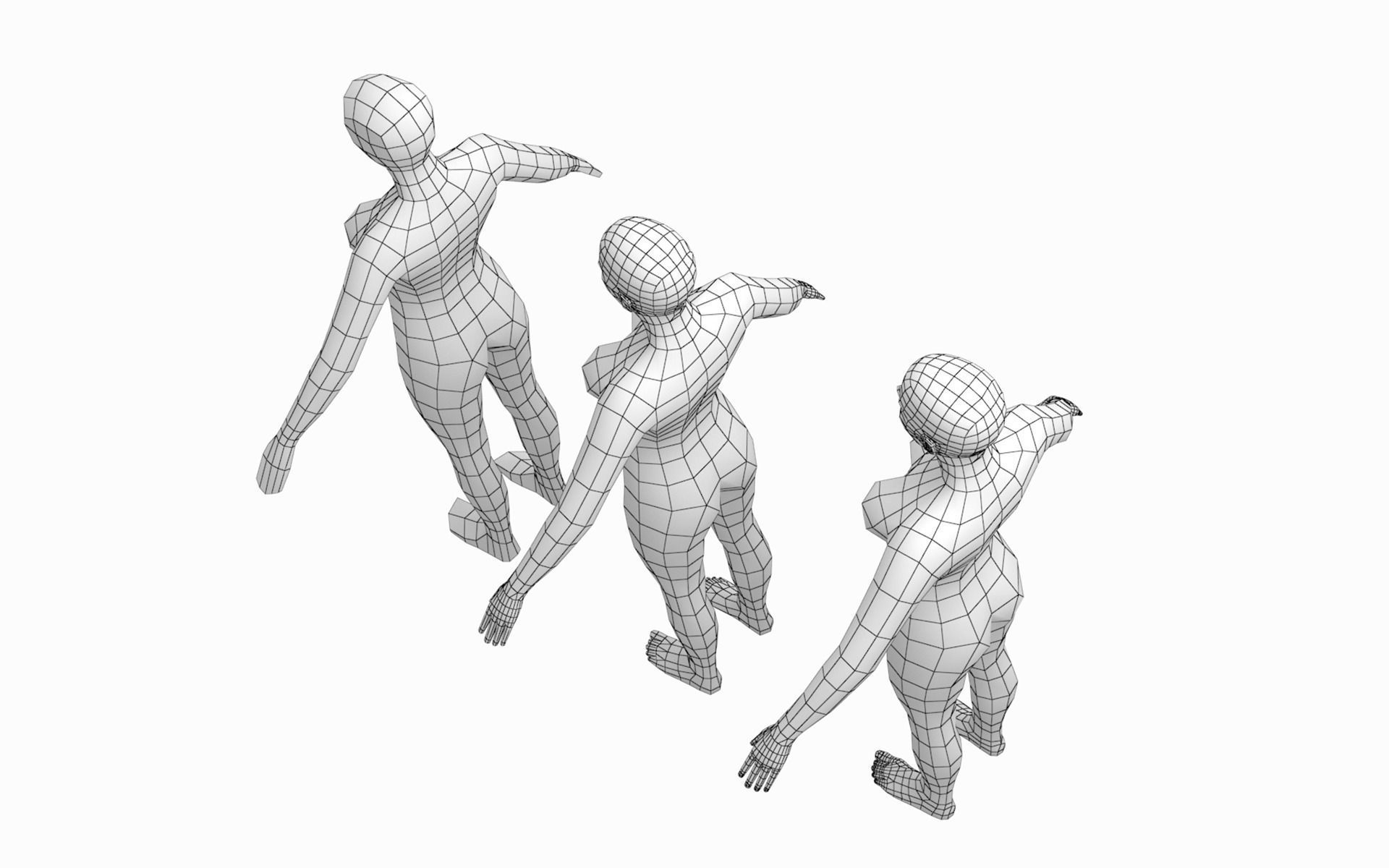 3D model Natural Female and Male Base Mesh in A Pose BUNDLE VR / AR ...