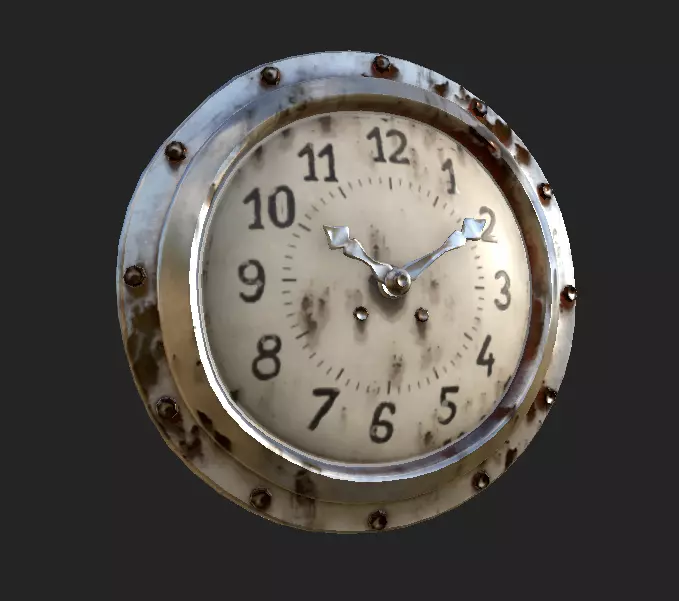 Clock 4K PBR GameReady old rusty Low-poly 3D model_0