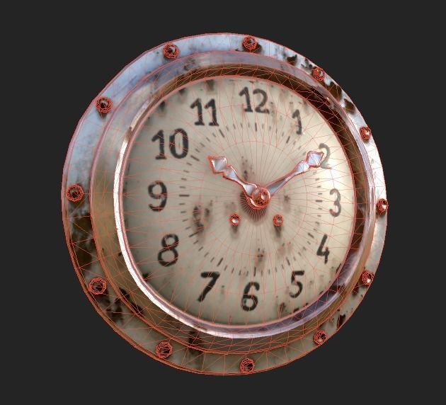 Clock 4K PBR GameReady old rusty Low-poly 3D model_2