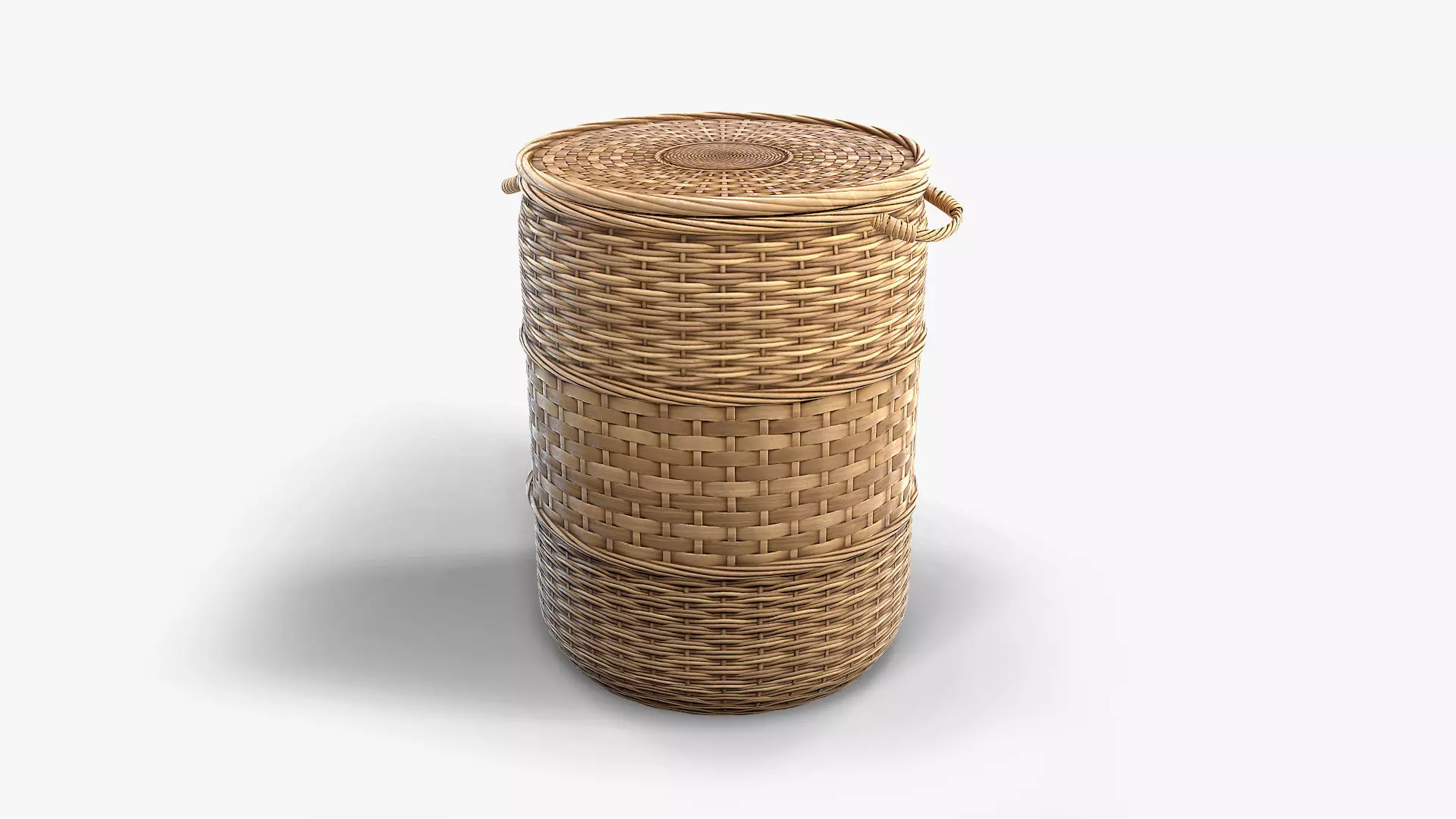 Basket 3 stack of wicker baskets Low-poly 3D model_0