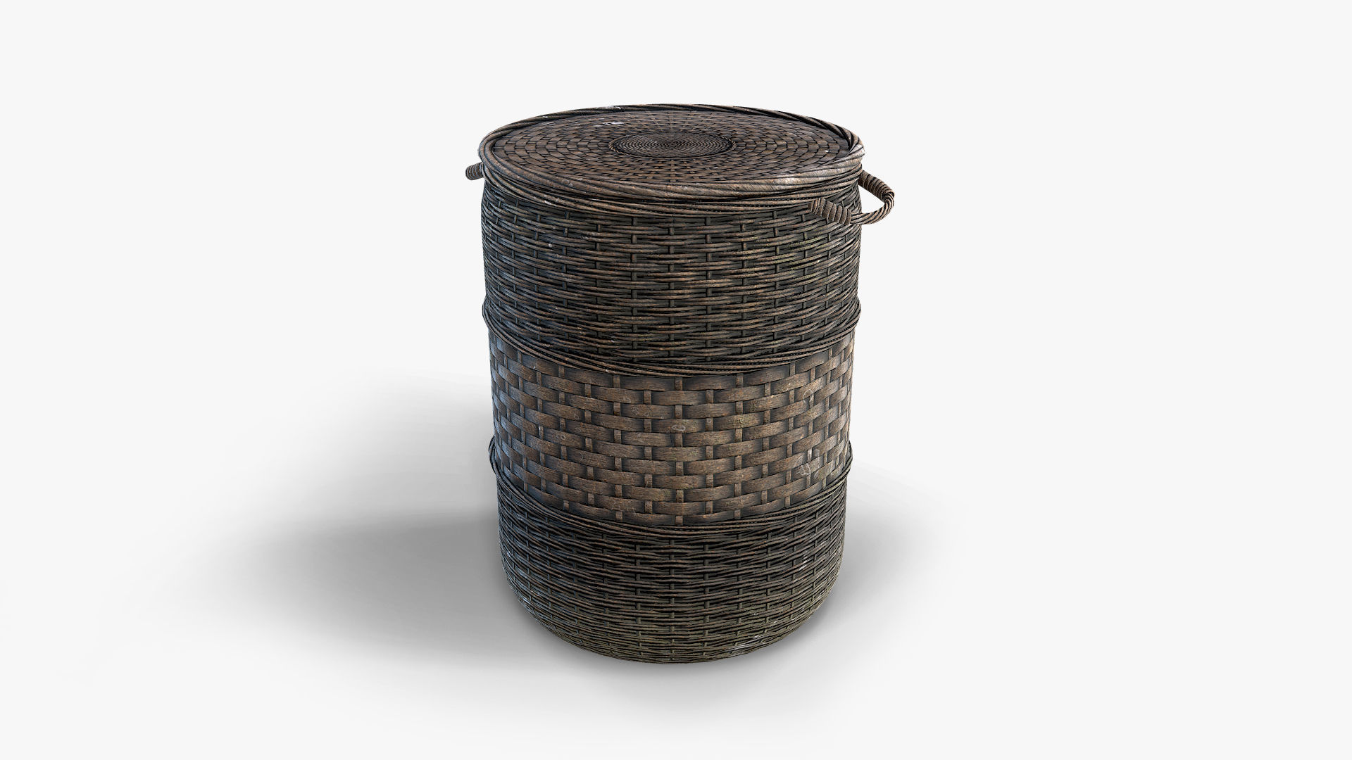 Basket 3 stack of wicker baskets Low-poly 3D model_1