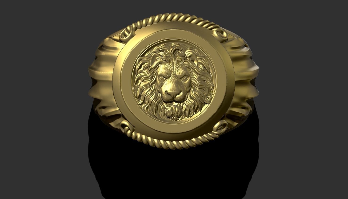 Lion ring 3D print model_6