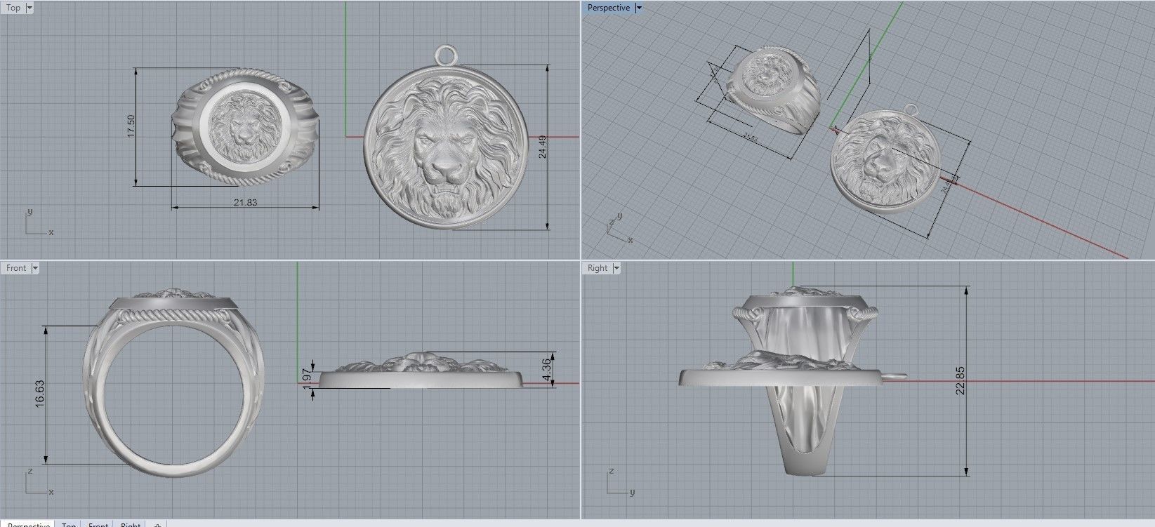 Lion ring 3D print model_22