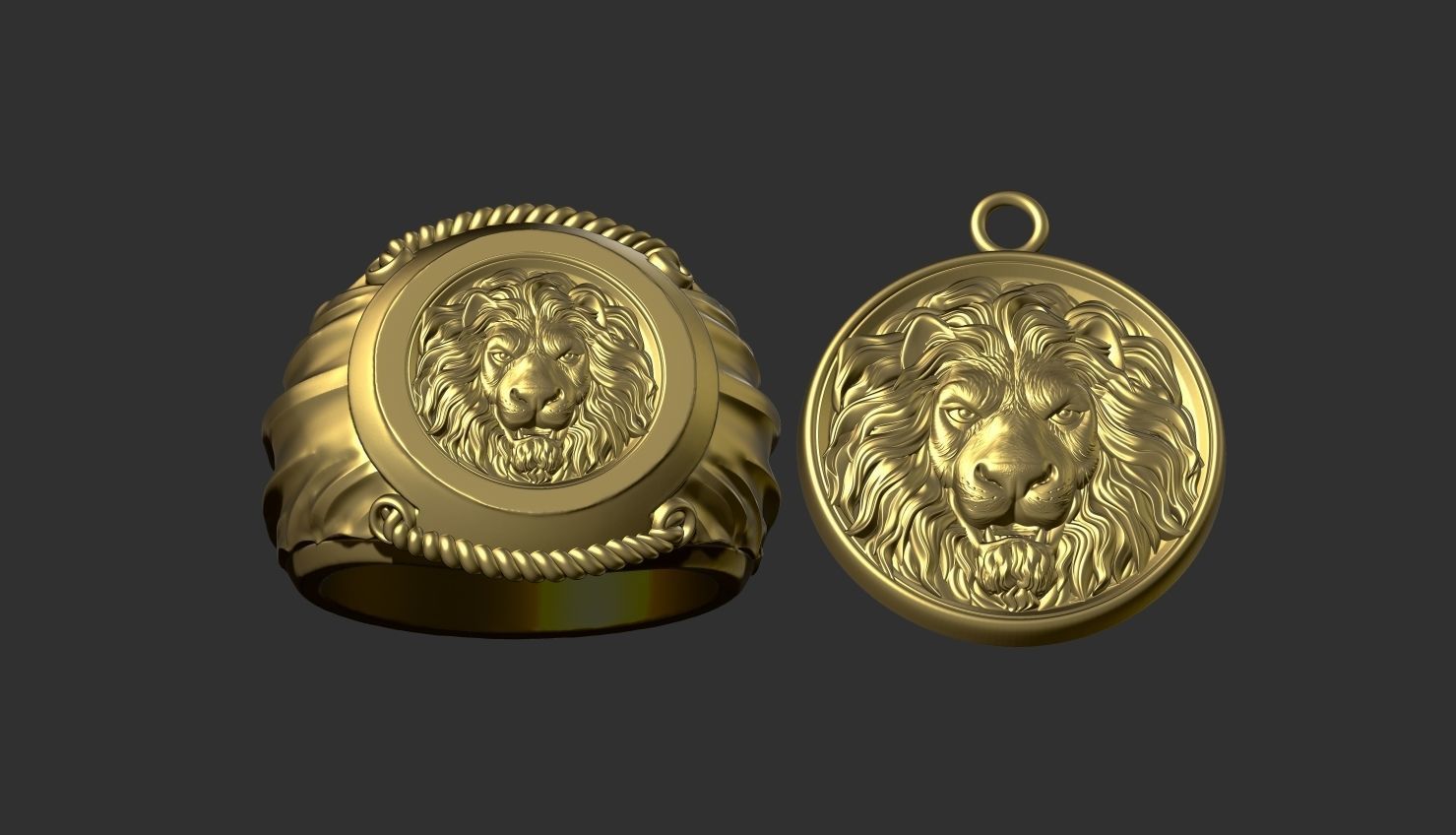 Lion ring 3D print model_3