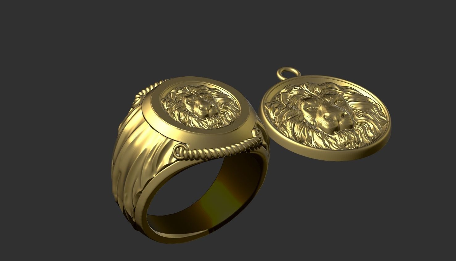 Lion ring 3D print model_4