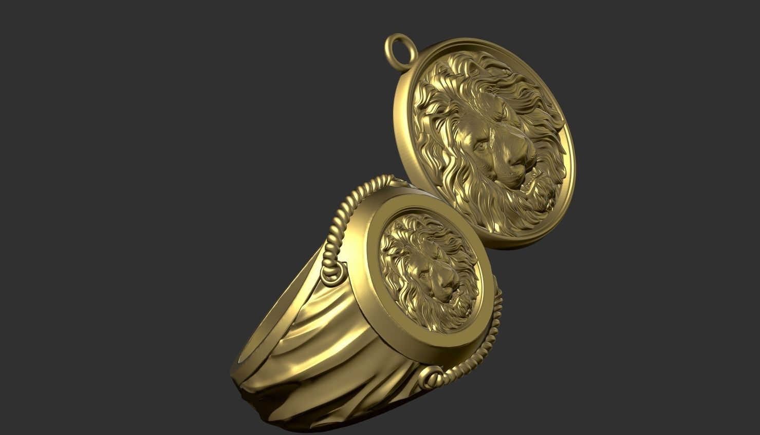 Lion ring 3D print model_5