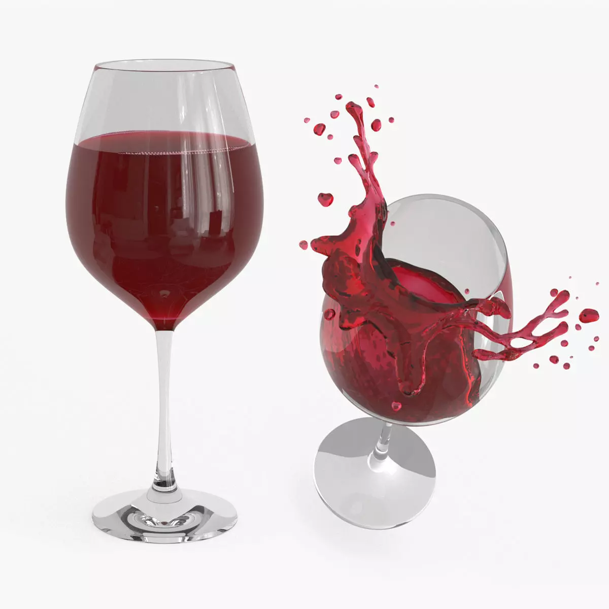 Full Filled fnd Splash Red Wine Glass 3D model_0