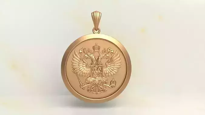 Russian two headed eagle medallion pendant