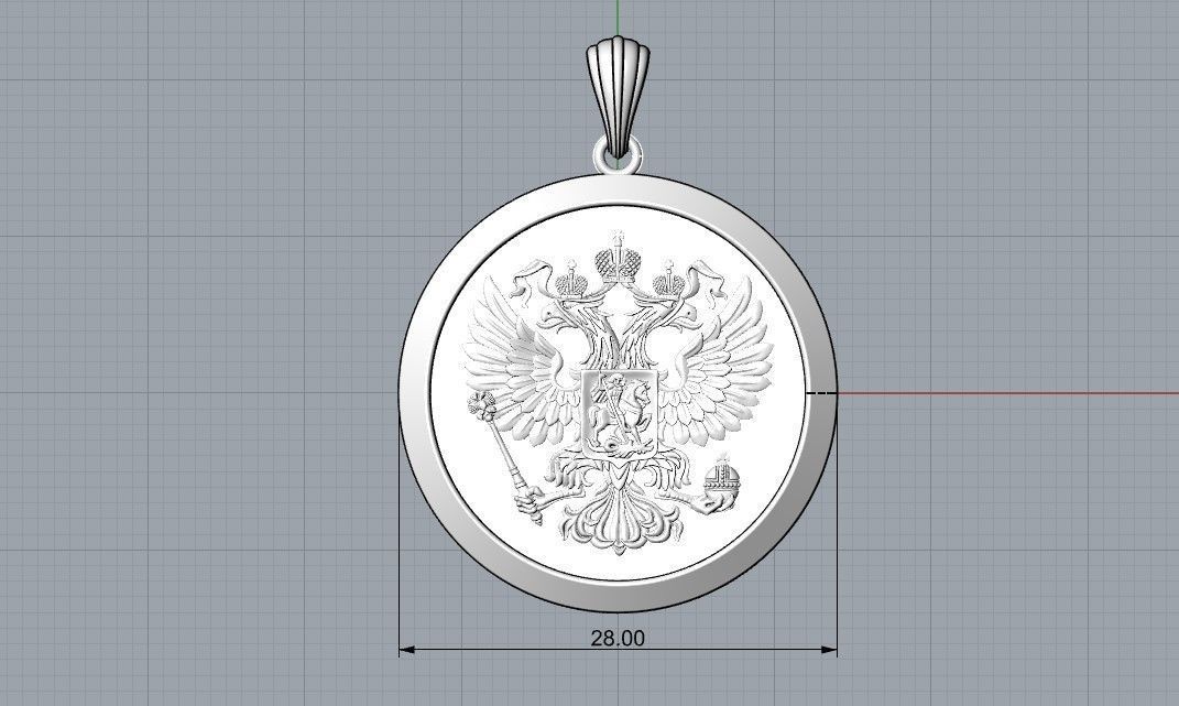 Russian two headed eagle medallion pendant 3D print model_7