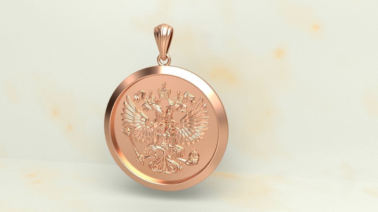 Russian two headed eagle medallion pendant 3D print model_1