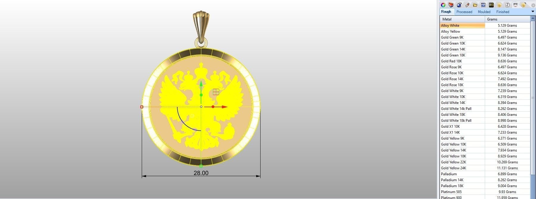 Russian two headed eagle medallion pendant 3D print model_6