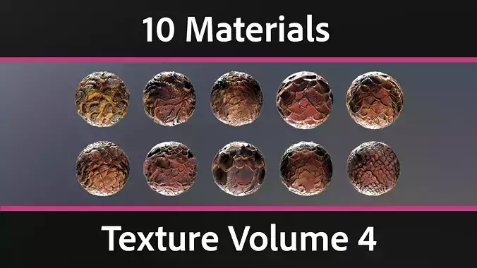 10 Materials Skin Dragon Seamless PBR Volume 4