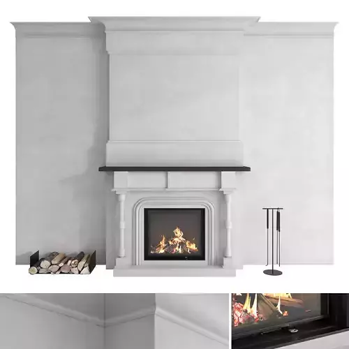 Decorative wall with fireplace set 44