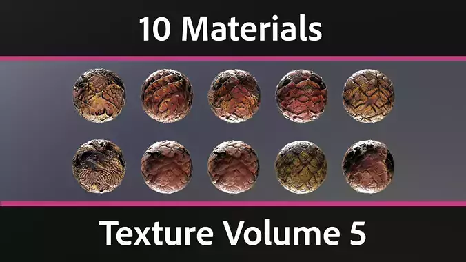 10 Materials Skin Dragon Seamless PBR Volume 5