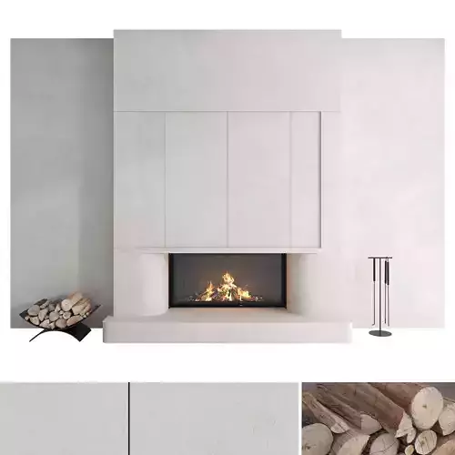 Decorative wall with fireplace set 47
