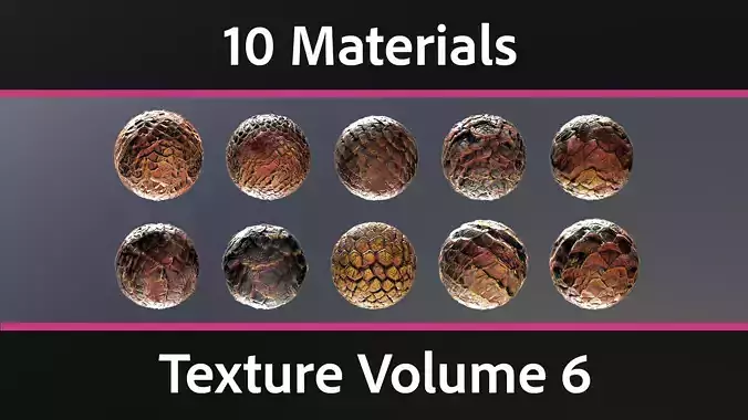 10 Materials Skin Dragon Seamless PBR Volume 6