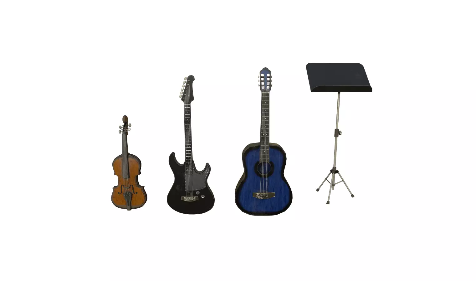 Low Quality Instrument 3D model Music Instruments Pack 3 VR / AR / low-poly | CGTrader