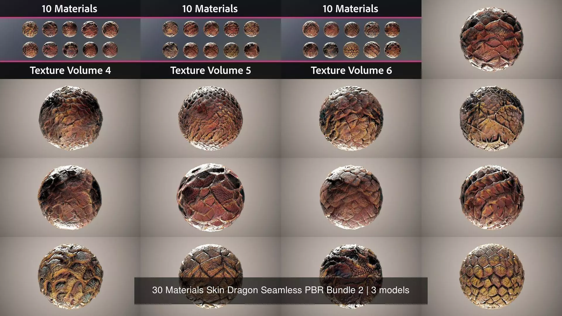 30 Materials Skin Dragon Seamless PBR Bundle 2 Texture_0