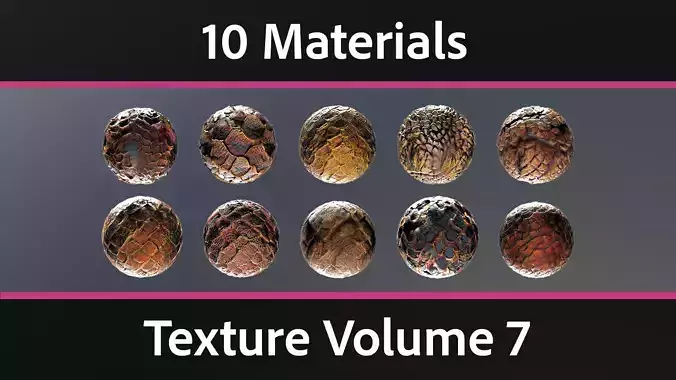 10 Materials Skin Dragon Seamless PBR Volume 7
