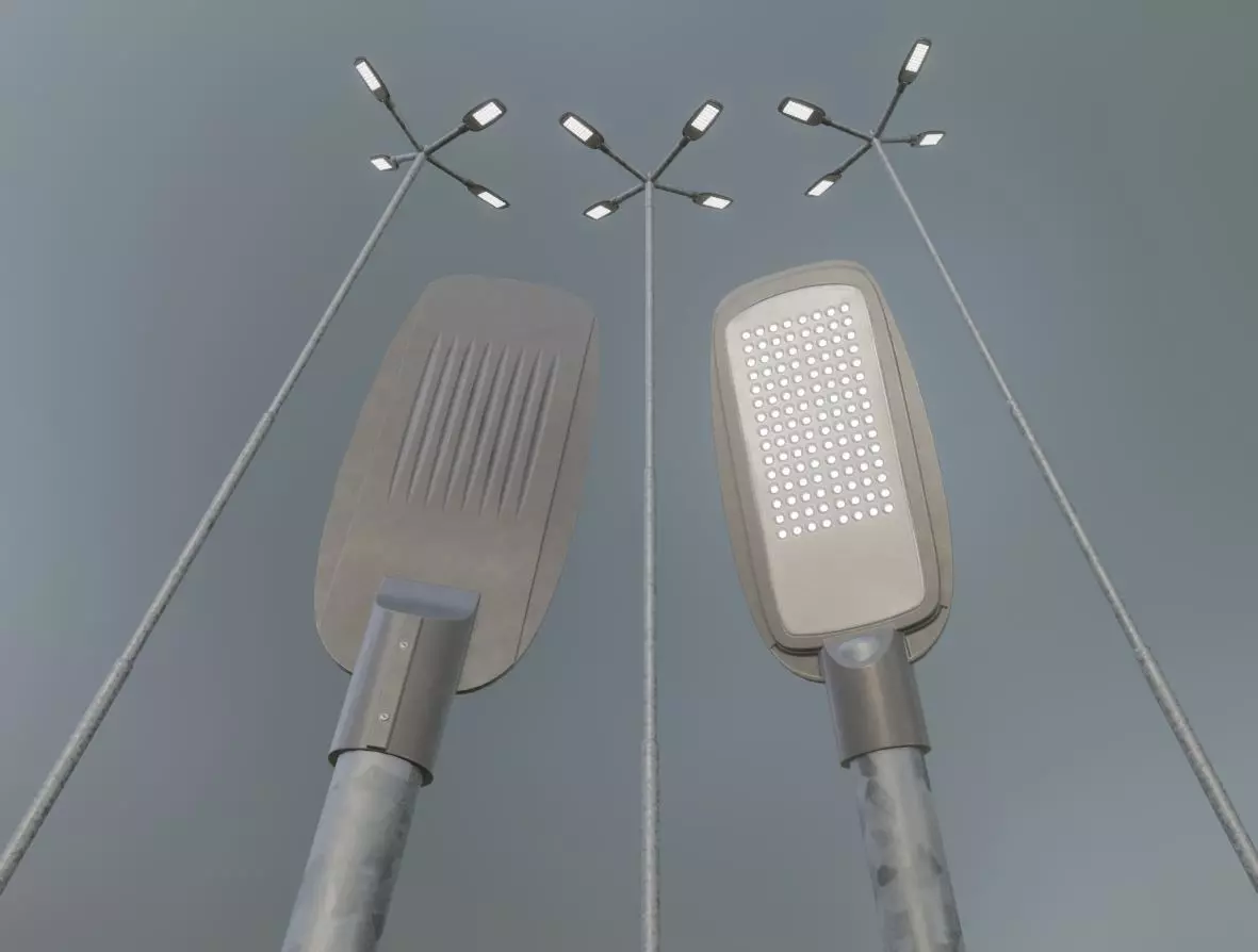 Street Light 2 Galvanized F4 M1 K0 6000 mm Low-poly 3D model_0