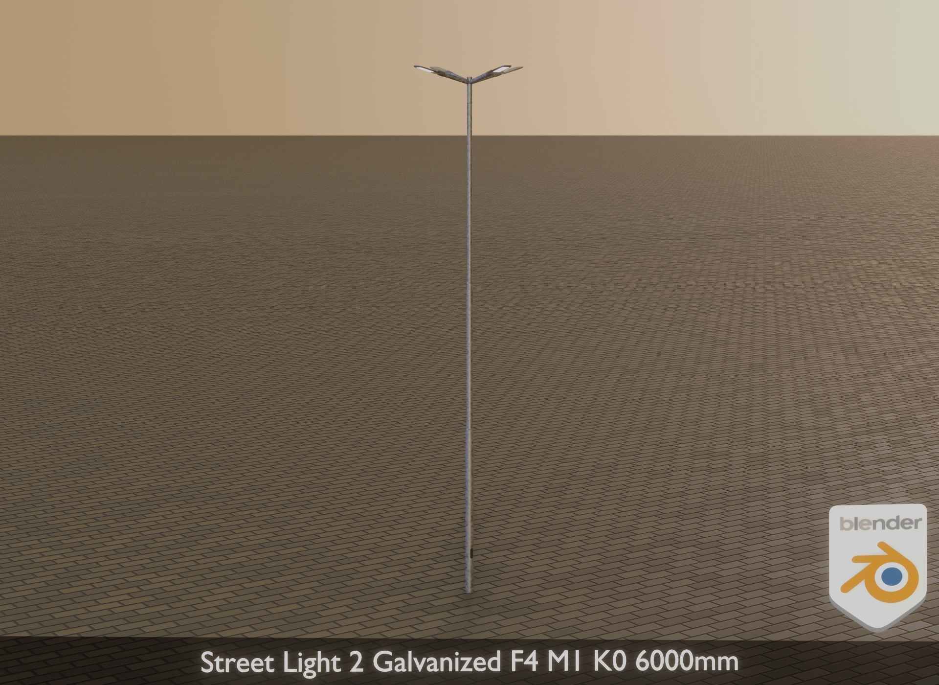 Street Light 2 Galvanized F4 M1 K0 6000 mm Low-poly 3D model_8