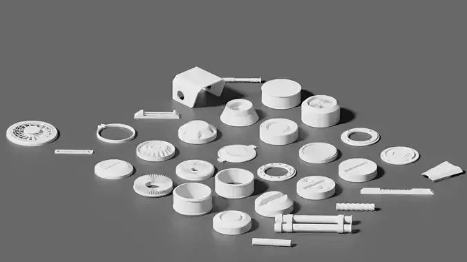 32 mini collection of mecha kitbash set 3D model