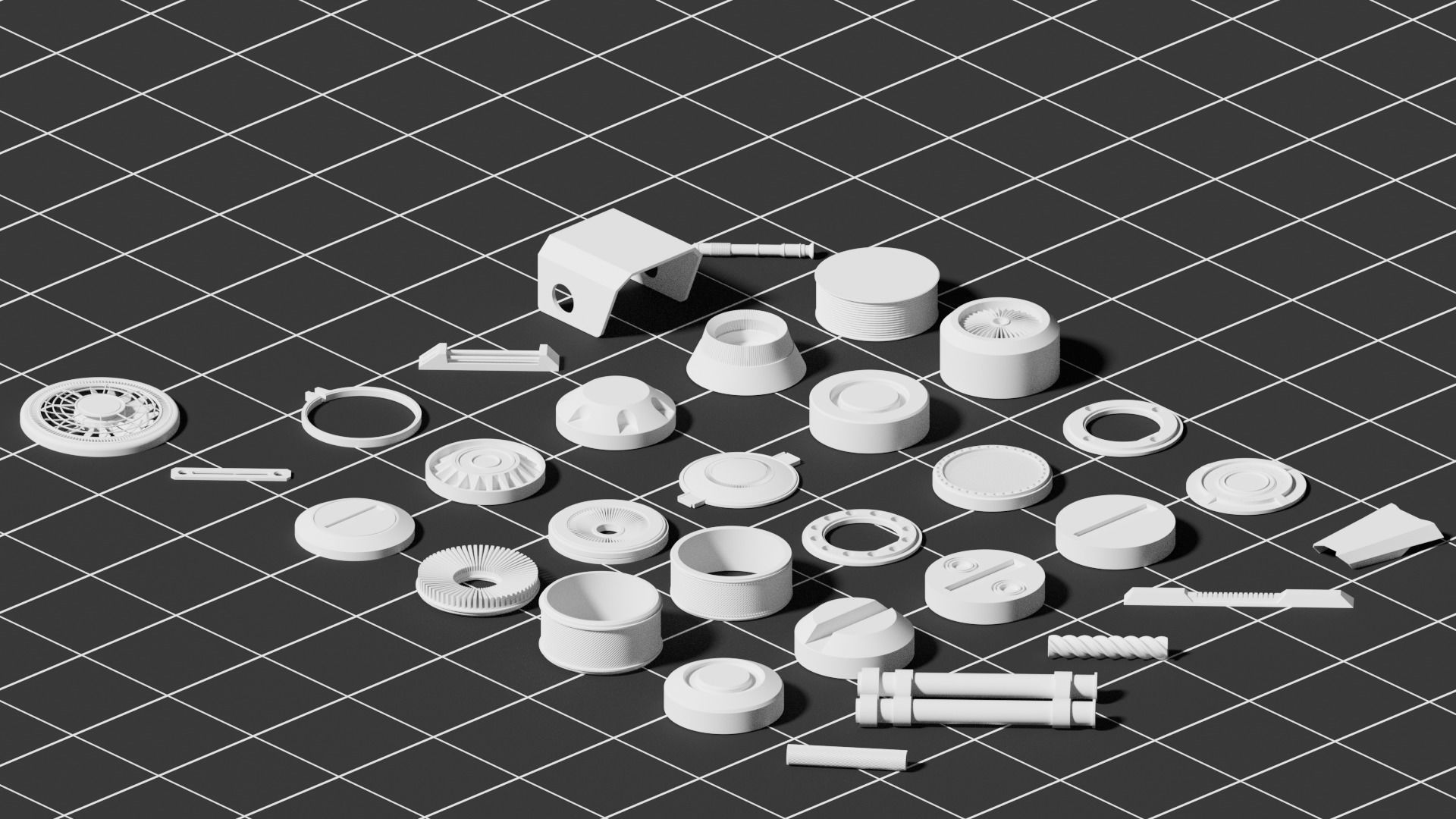 32 mini collection of mecha kitbash set 3D model_2