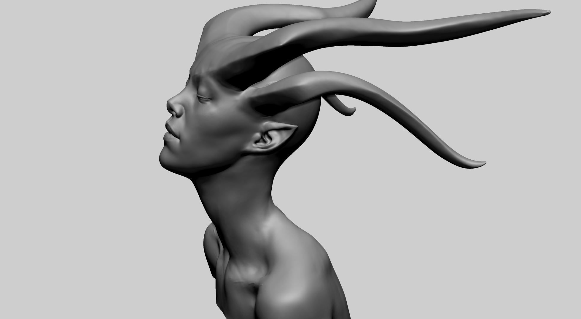 Fantasy Female Head R 3D model_7
