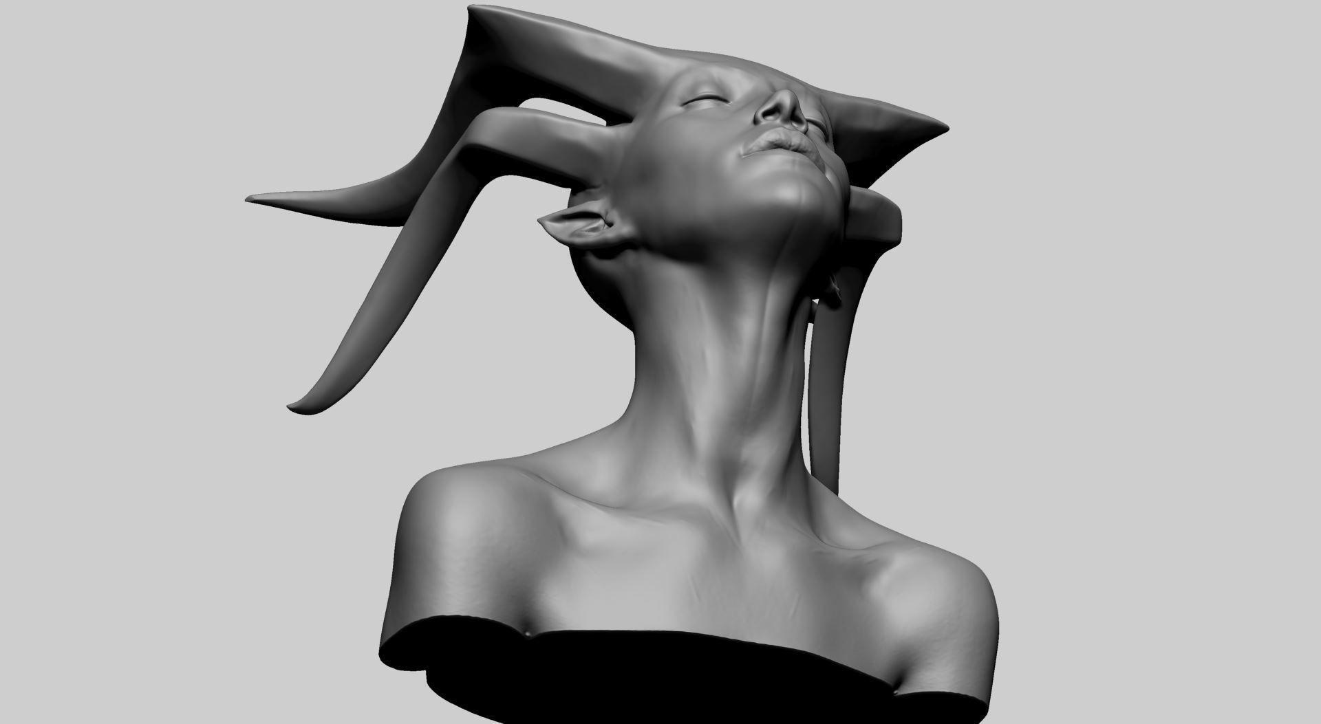Fantasy Female Head R 3D model_11