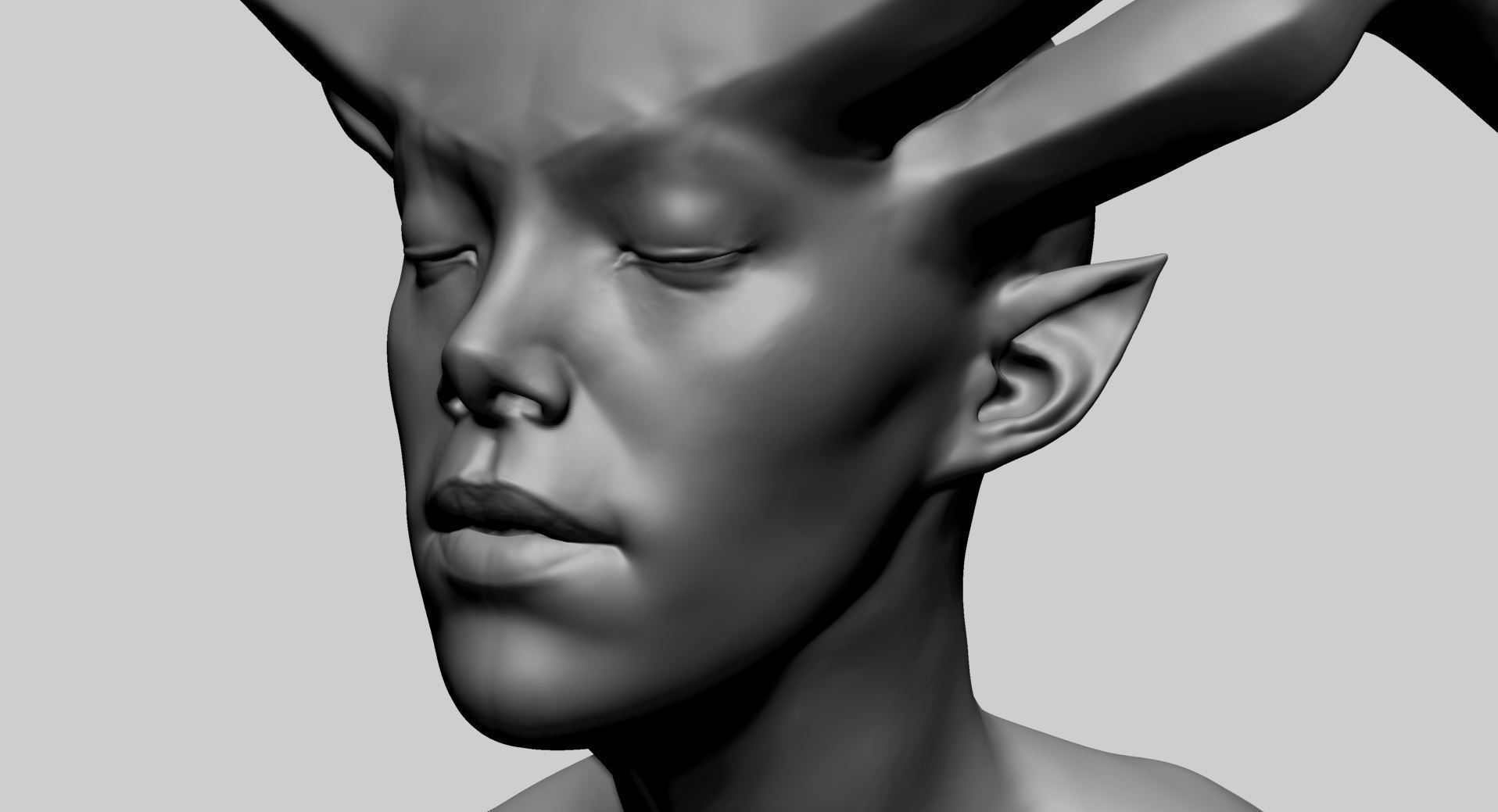 Fantasy Female Head R 3D model_10