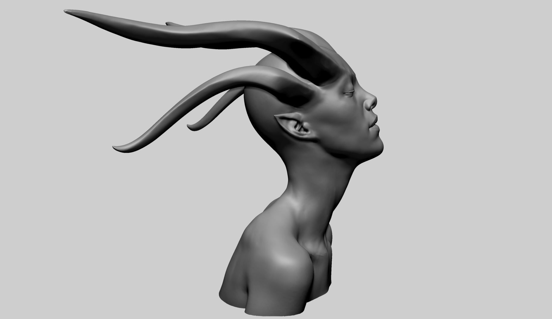 Fantasy Female Head R 3D model_3