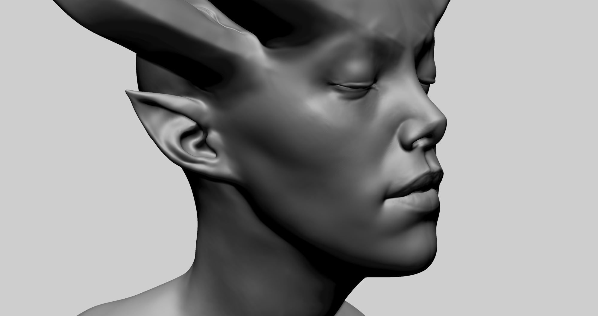 Fantasy Female Head R 3D model_9