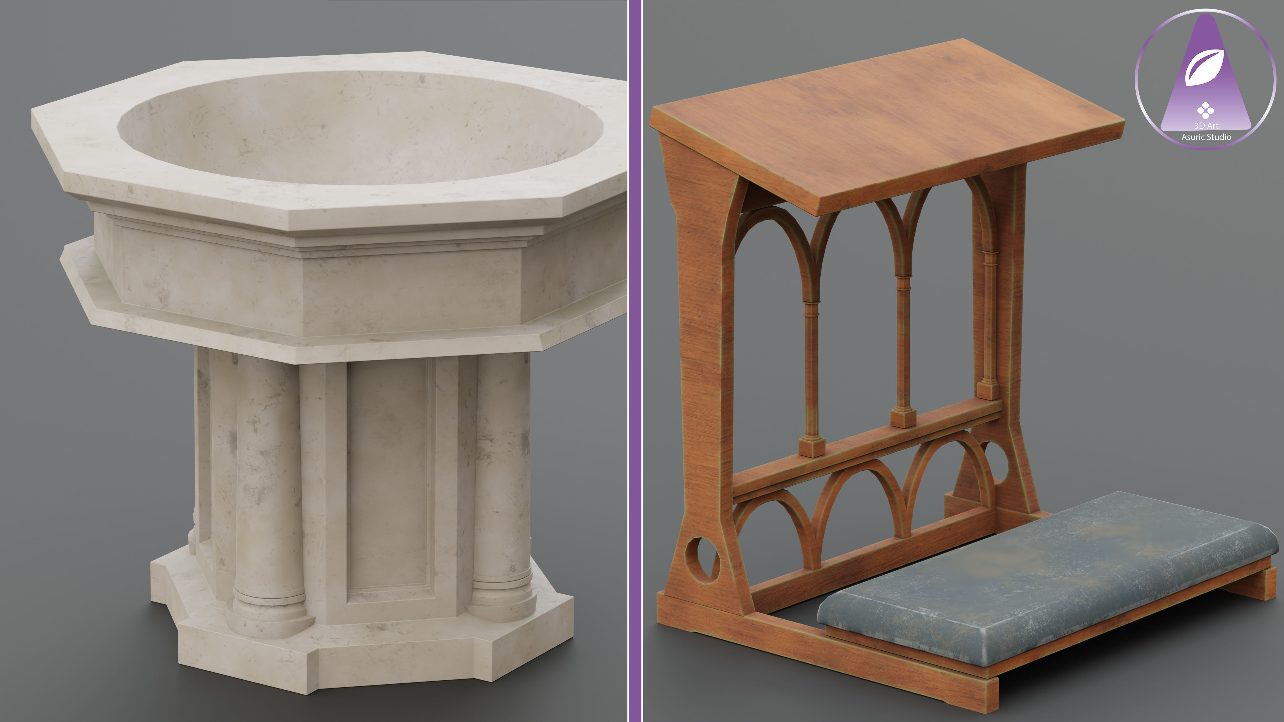 Church Asset Pack Low-poly 3D model_10