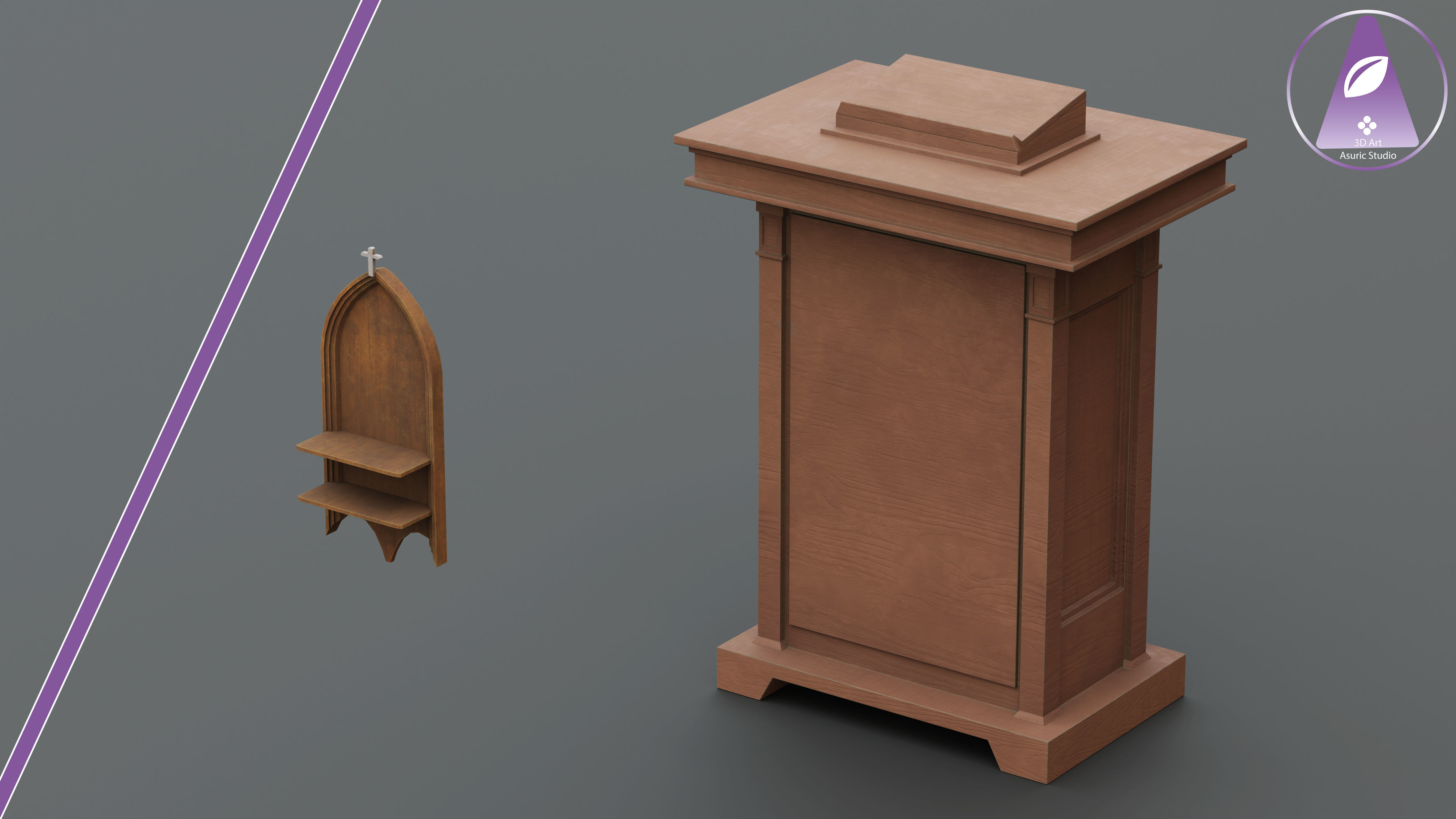 Church Asset Pack Low-poly 3D model_6