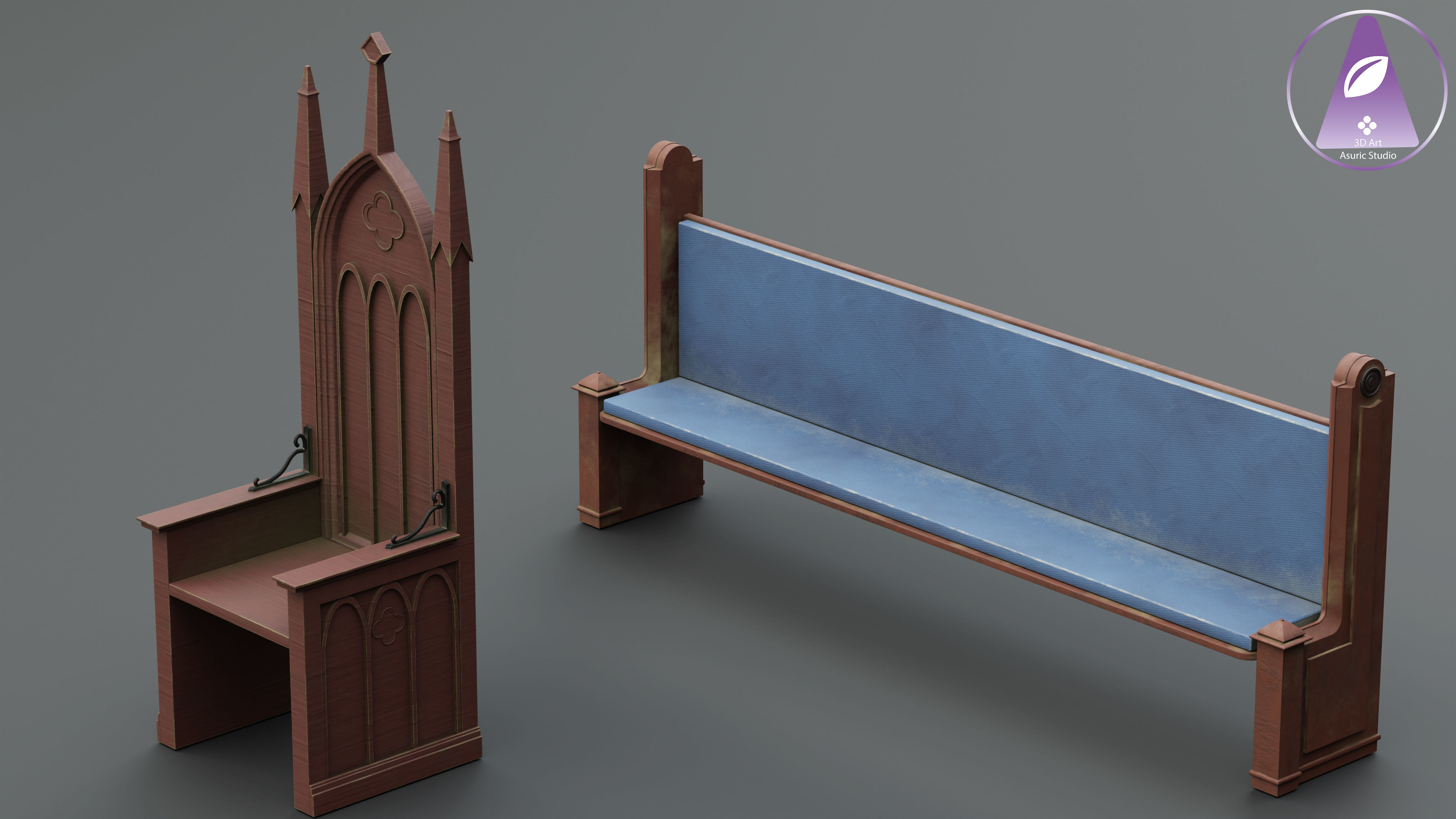 Church Asset Pack Low-poly 3D model_7
