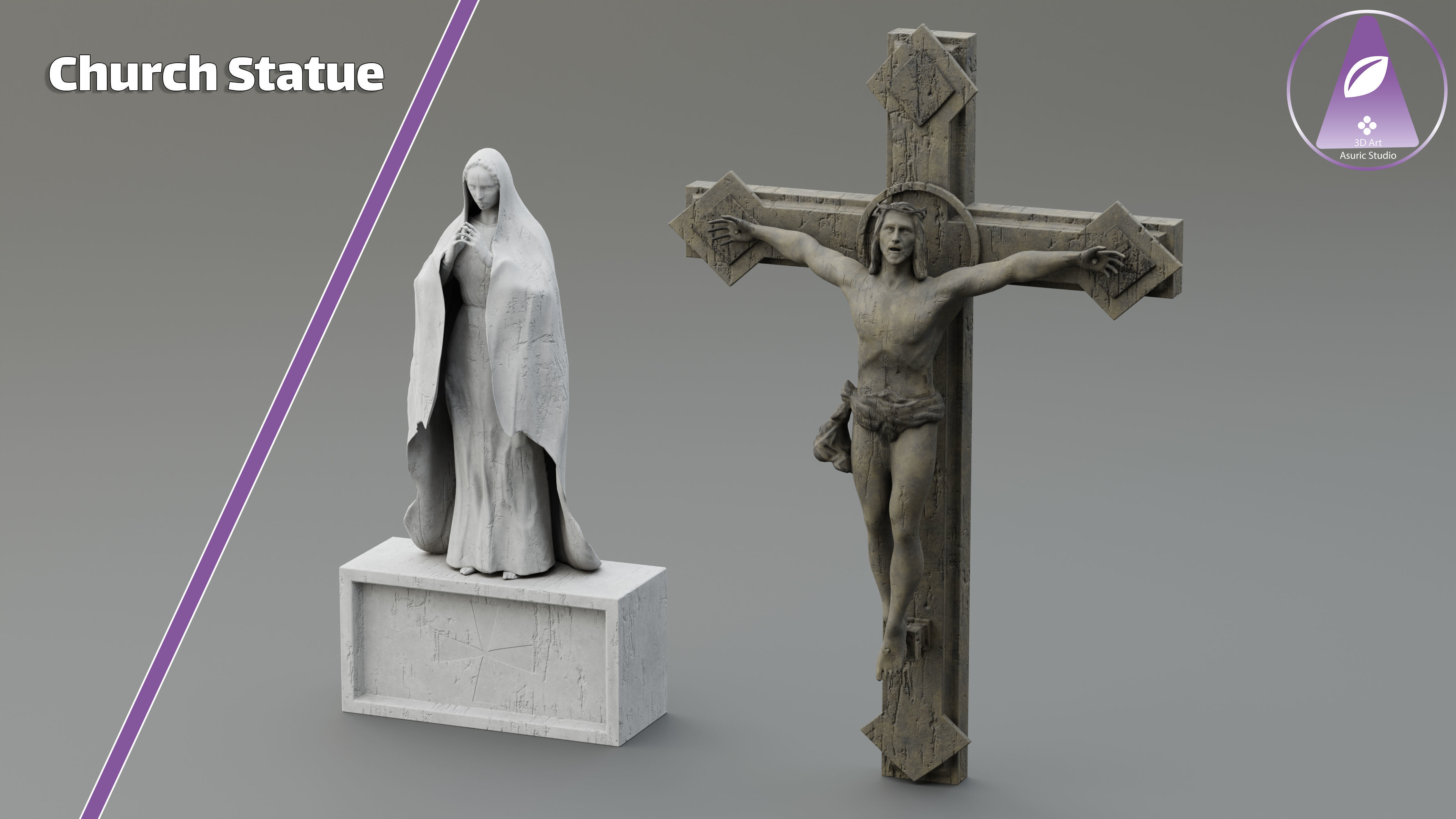 Church Asset Pack Low-poly 3D model_1