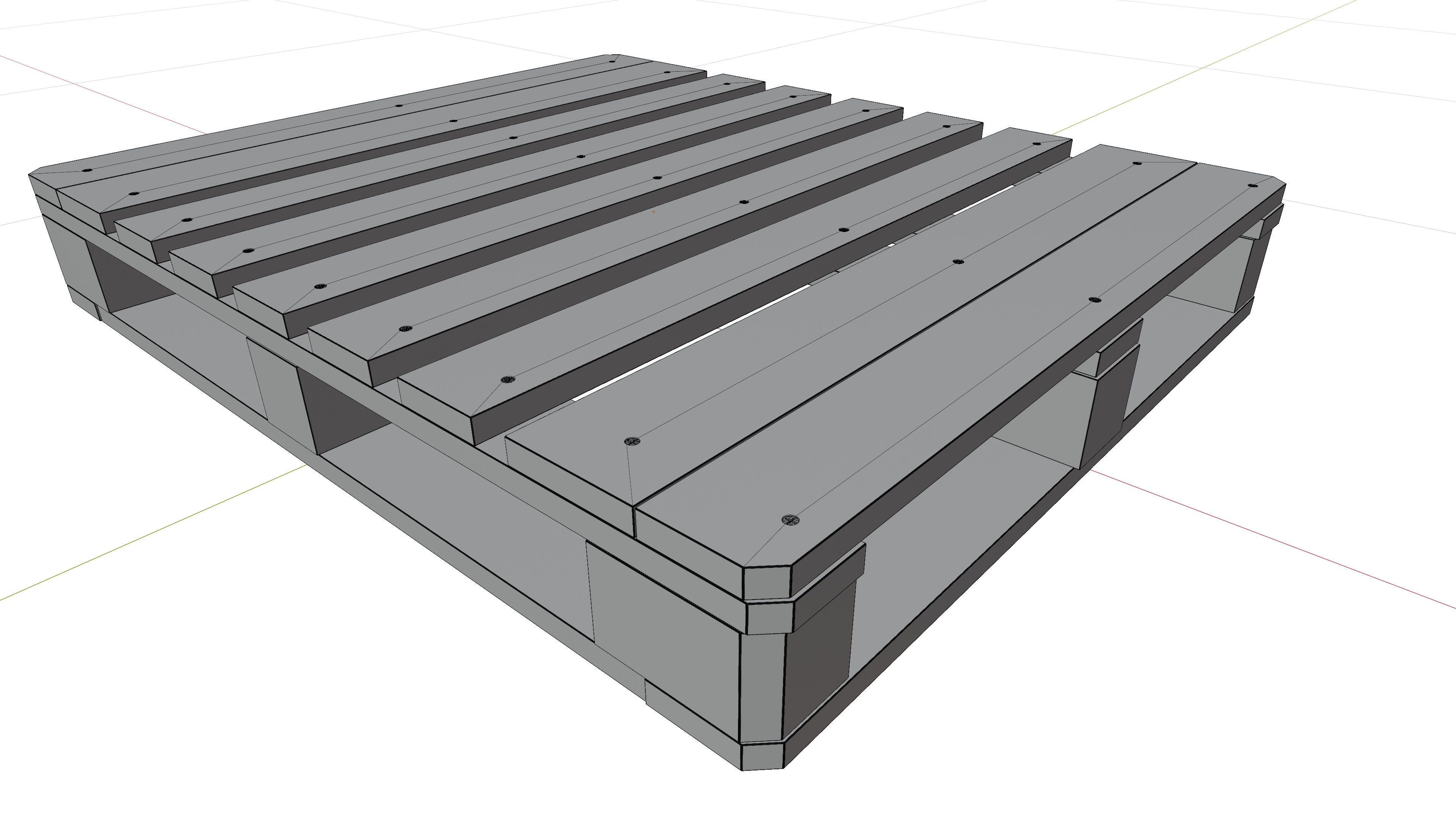 Wooden Pallet 1000mmX1200mm 3D model_7