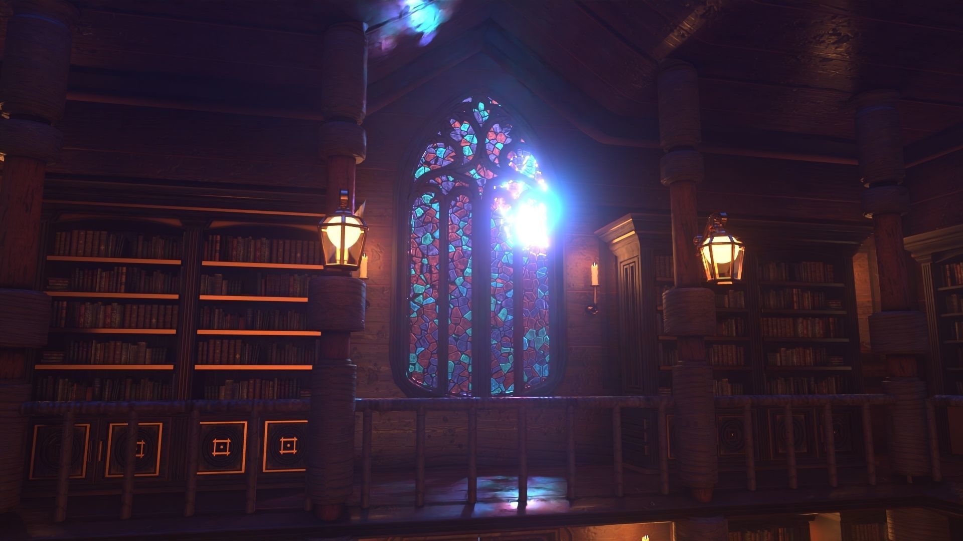 Gothic stained glass window  Low-poly 3D model_10