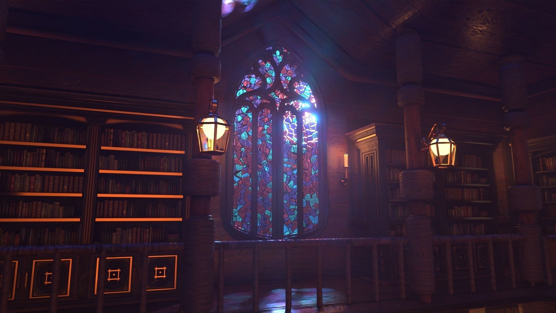 Gothic stained glass window  Low-poly 3D model_12