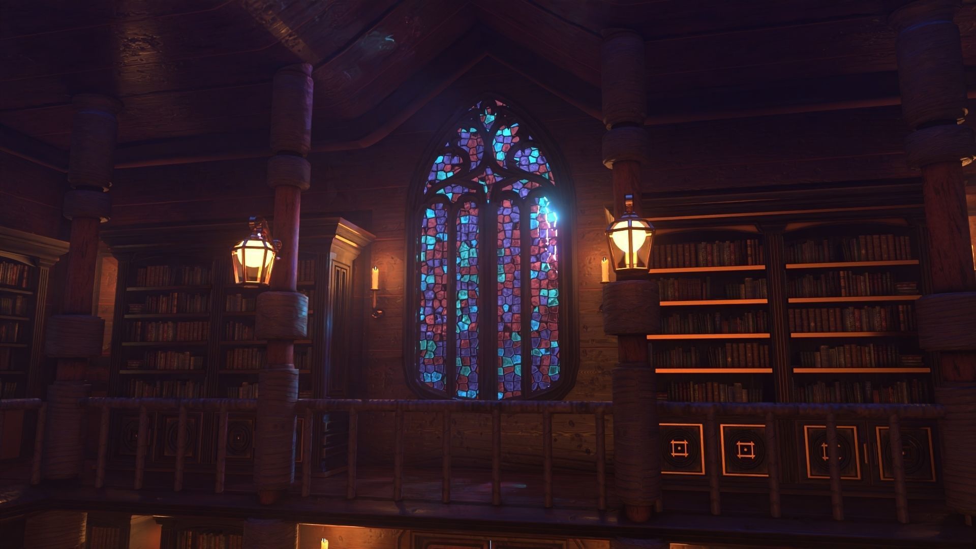 Gothic stained glass window  Low-poly 3D model_3