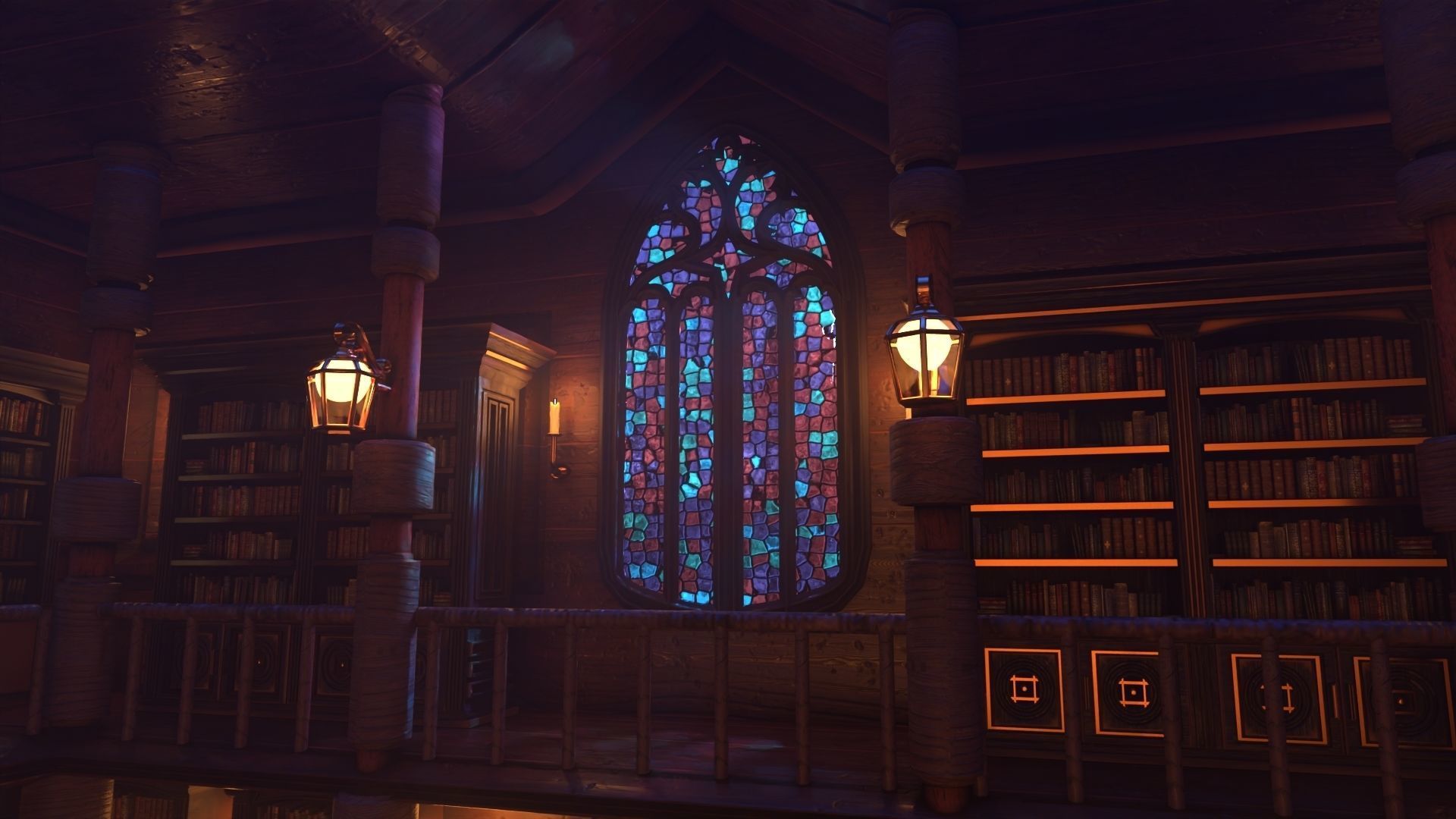 Gothic stained glass window  Low-poly 3D model_2