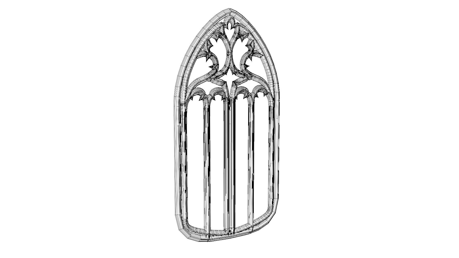 Gothic stained glass window  Low-poly 3D model_35