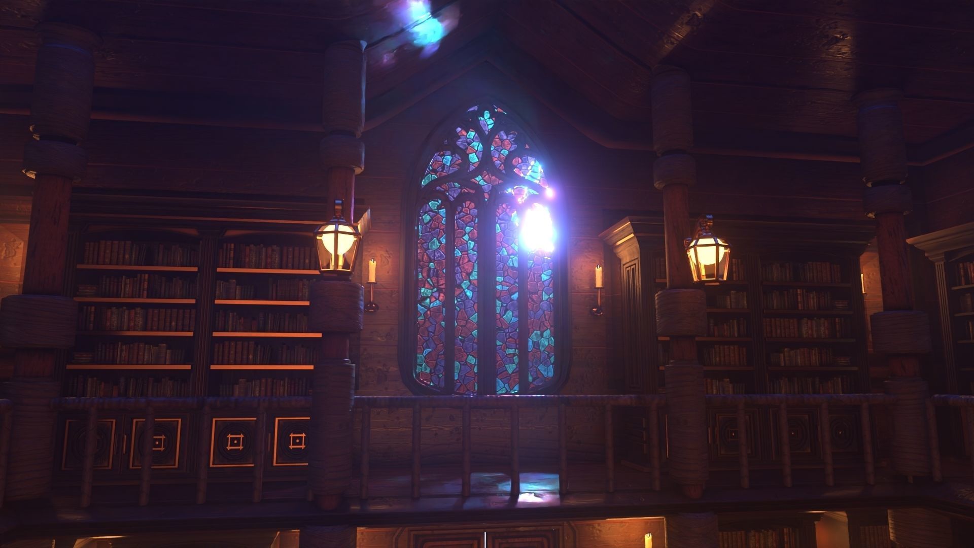 Gothic stained glass window  Low-poly 3D model_9