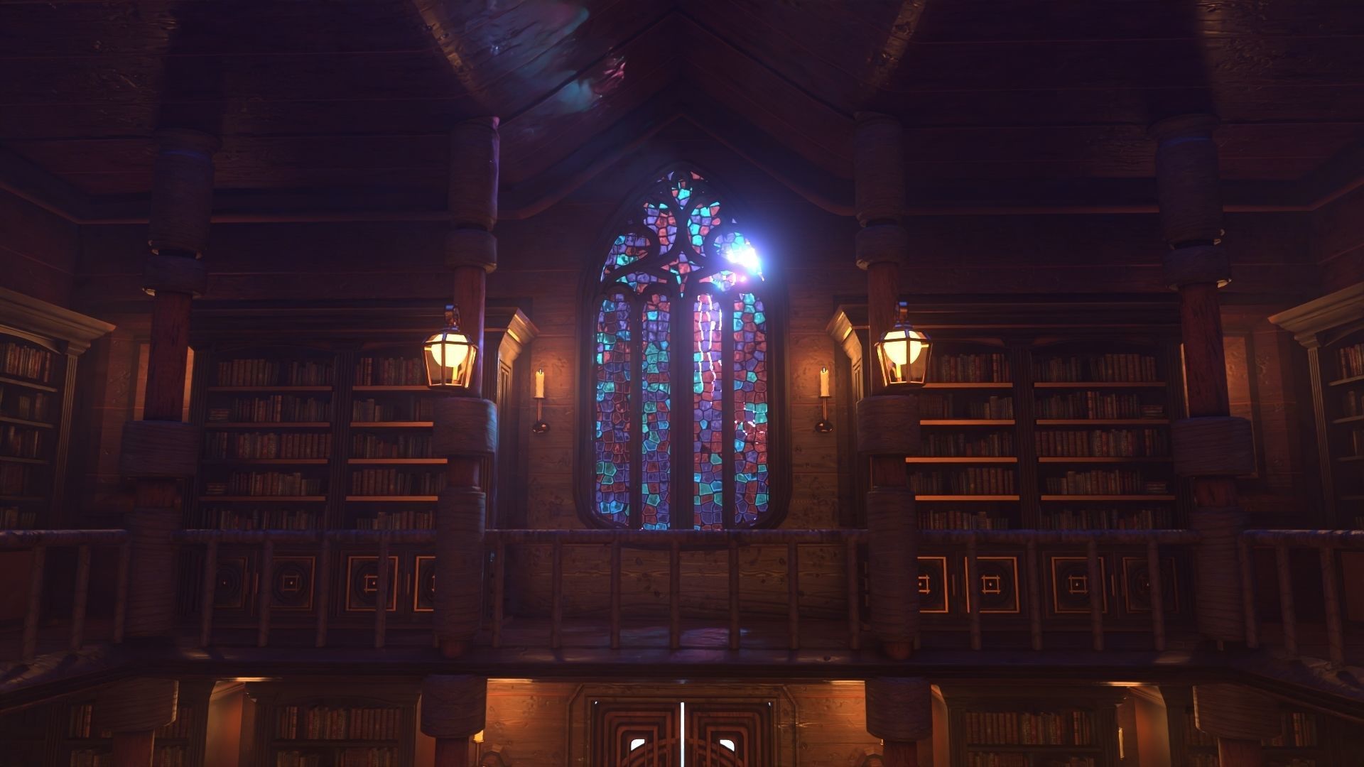 Gothic stained glass window  Low-poly 3D model_6