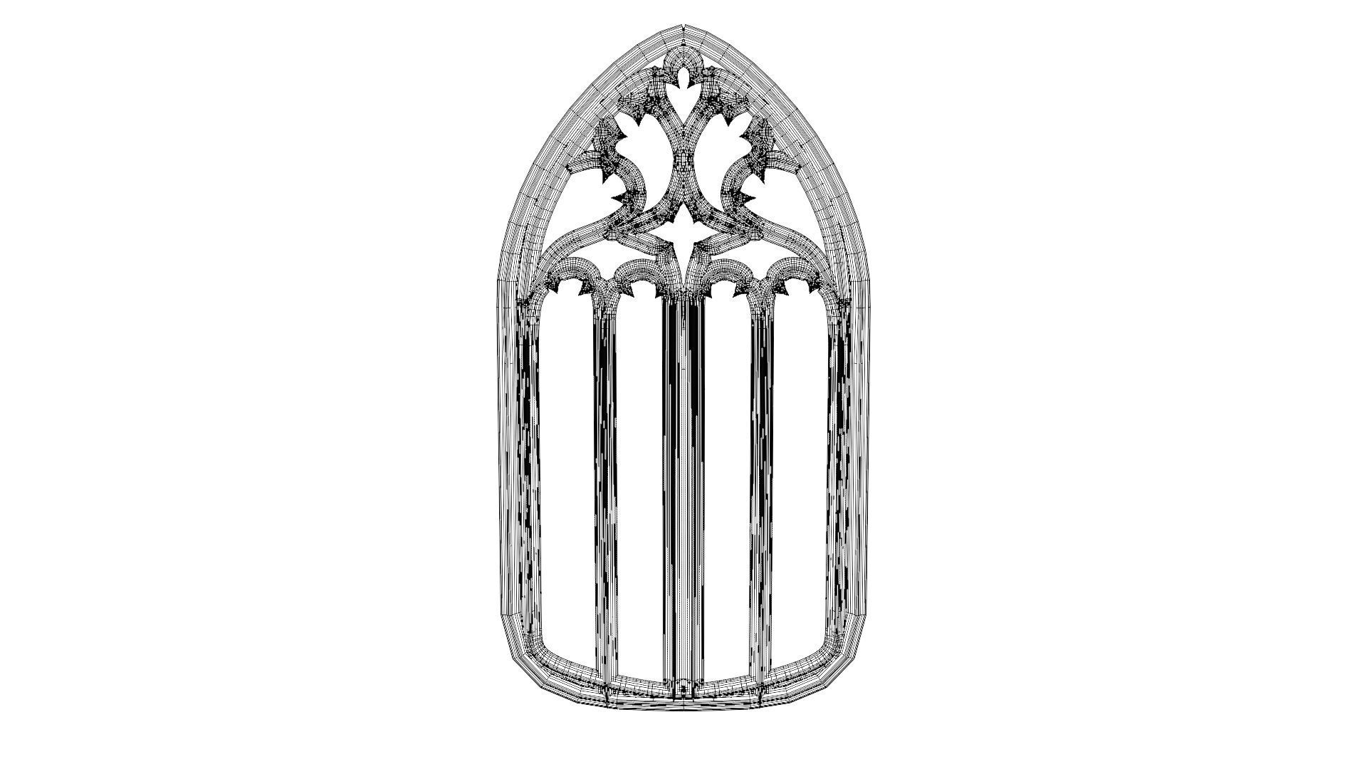 Gothic stained glass window  Low-poly 3D model_25