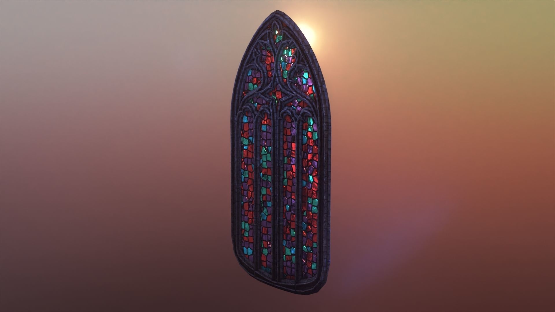 Gothic stained glass window  Low-poly 3D model_21
