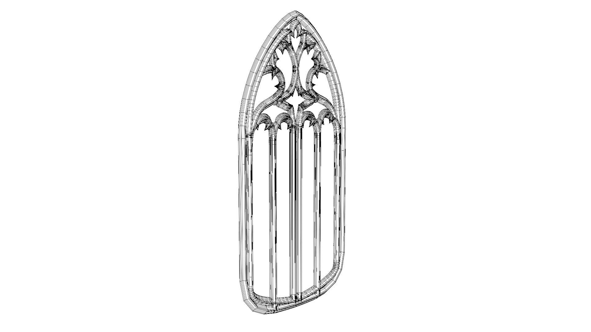 Gothic stained glass window  Low-poly 3D model_29